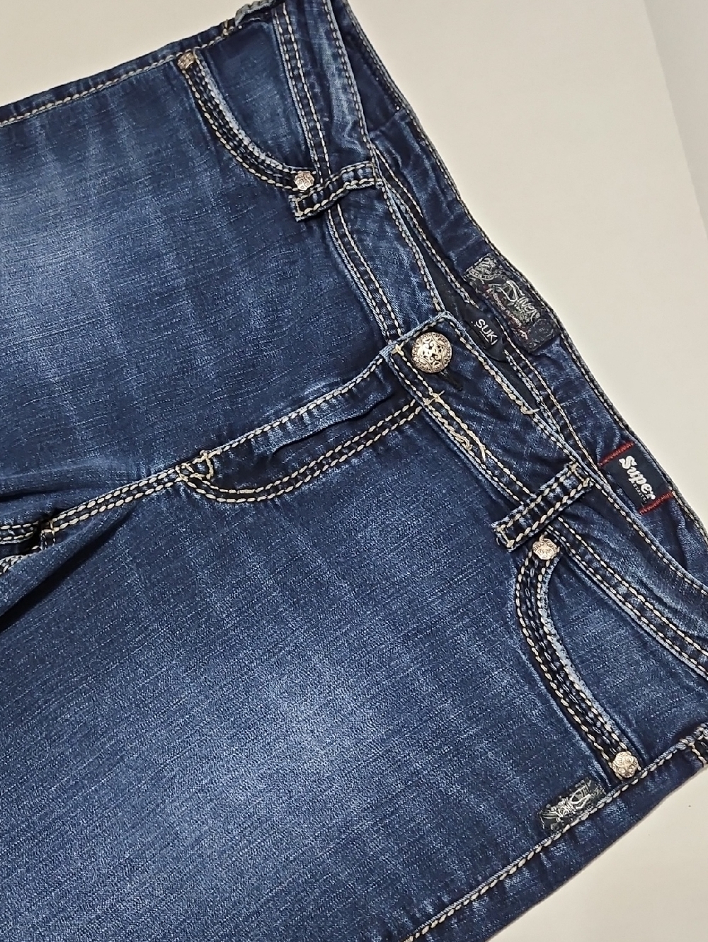 Silver Jeans Dark Blue Skinny Super Stretch Jeans with Faded Detail Size 20 - Picture 4 of 14